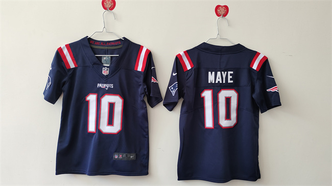 Women's New England Patriots #10 Drake Maye 2024 Draft Navy Vapor Untouchable Limited Football Stitched Jersey(Run Small)
